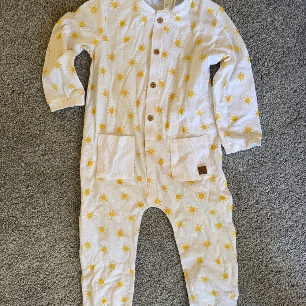 Mayoral White Footed One-Piece with Yellow Sun Print